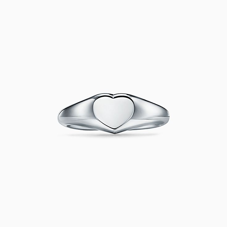 Silver Signet Ring Ladies Signet Ring Heart Signet Ring With Gemstone